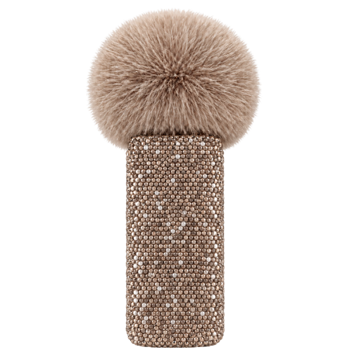 Taupe crystal MoodiMic with a soft taupe windscreen